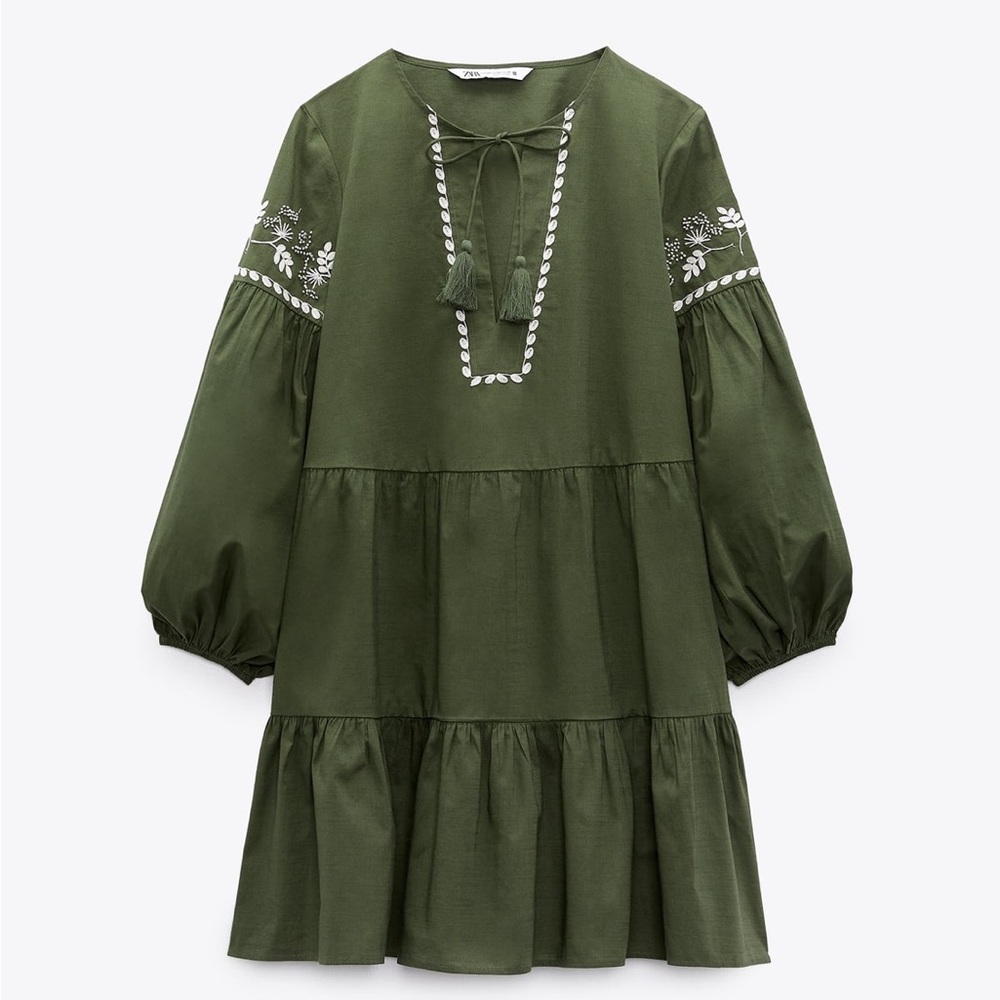 Zara embroidered tiered dress
